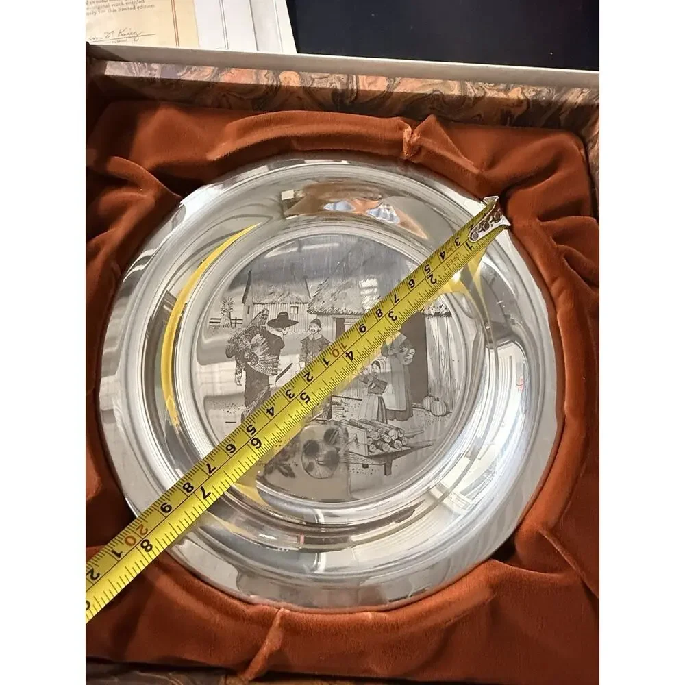 1976 Franklin Mint Sterling Silver Plate Home From The Hunt 6.2 Troy Oz COA